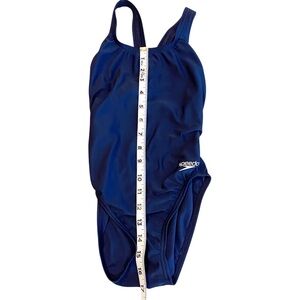 Girls - size 7/8 speedo dark blue one piece swimsuit - C45